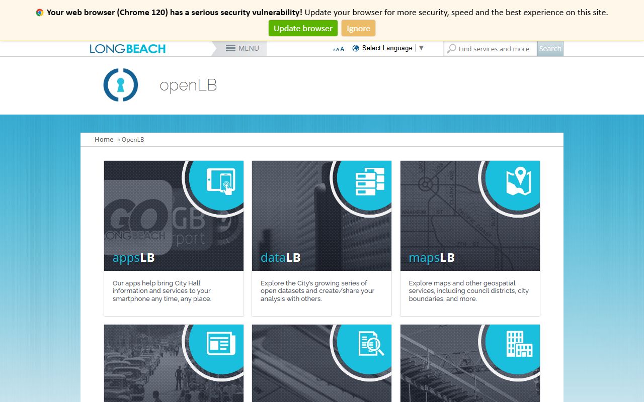 Long Beach open data portal for phone directory searches