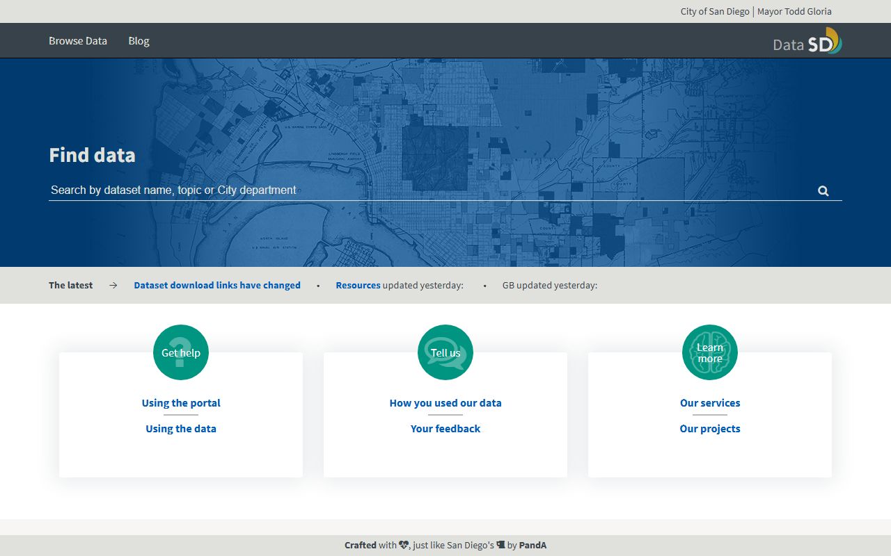 San Diego Open Data phone directory portal