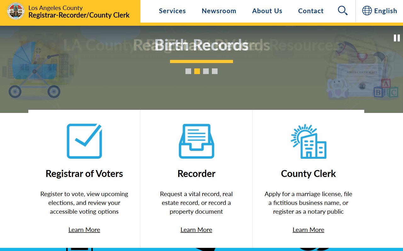 Los Angeles County Registrar-Recorder phone directory portal