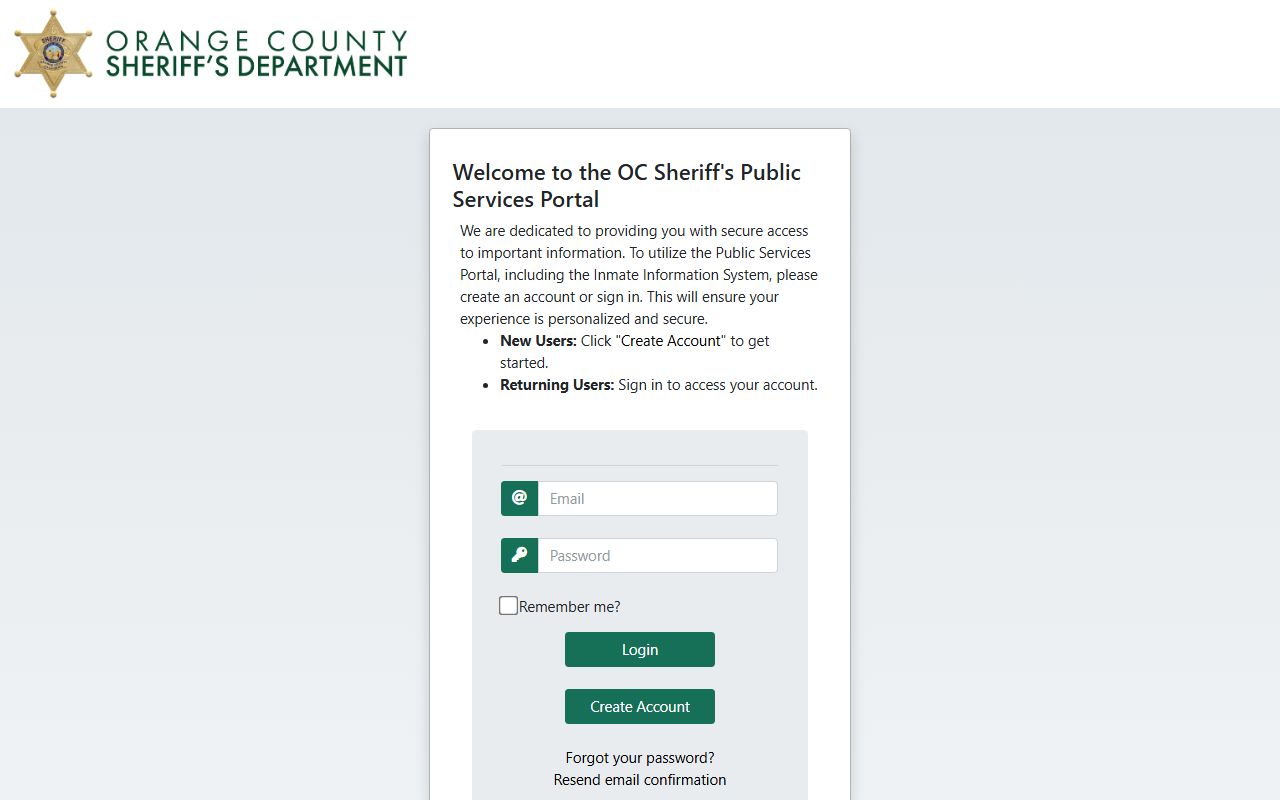 Orange County Sheriff public portal phone directory search