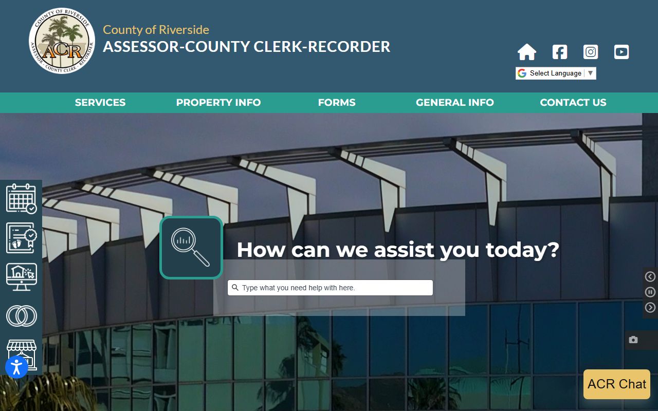 Riverside County ACR main portal phone directory