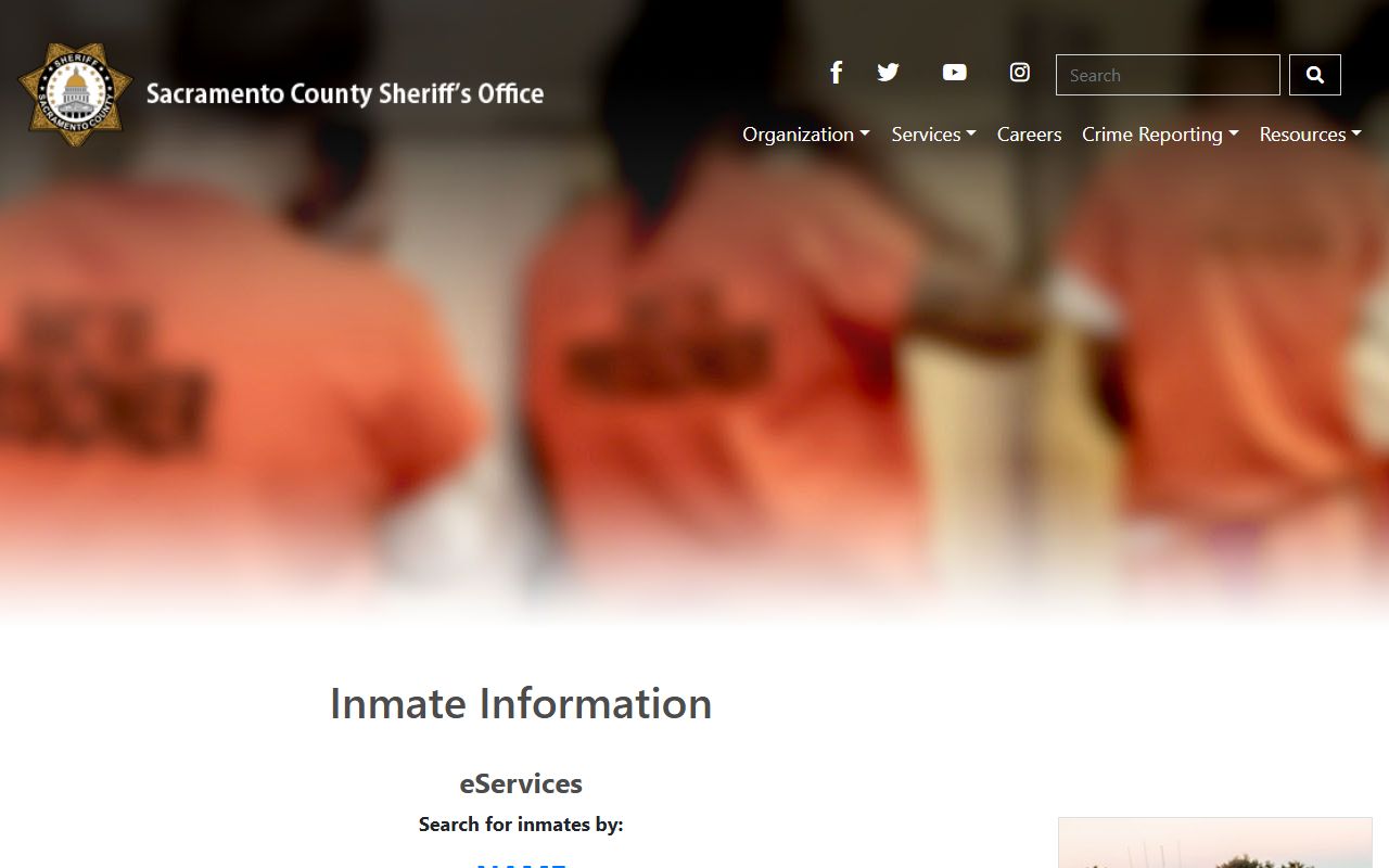 Sacramento County inmate search phone directory database