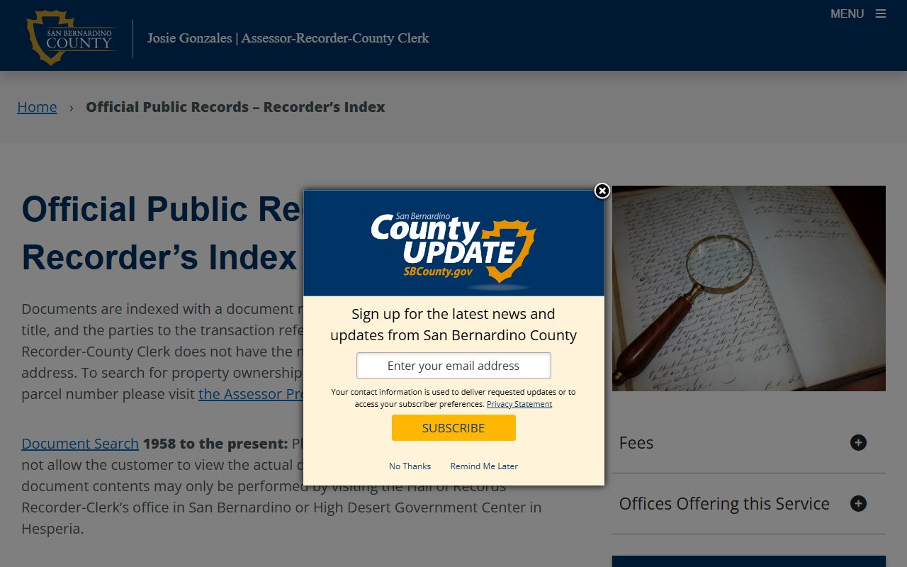 San Bernardino County official records phone directory search
