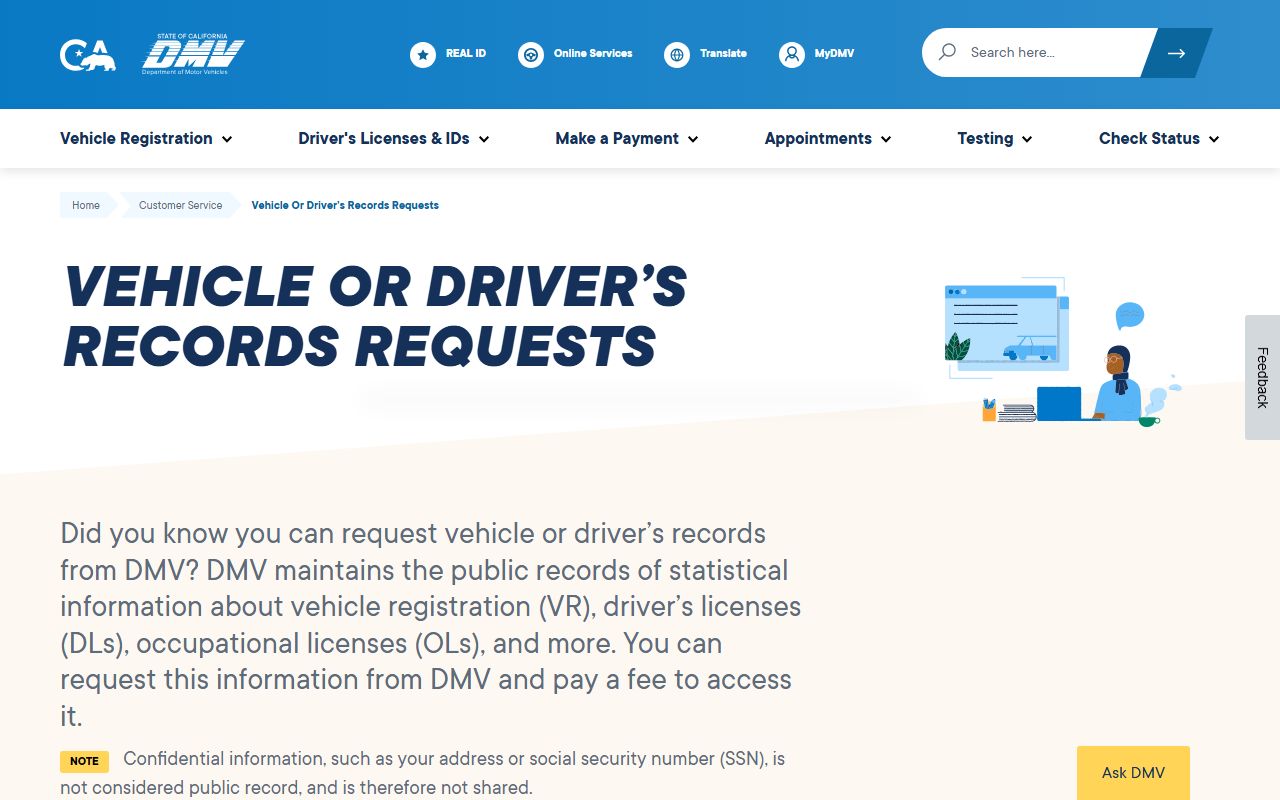 California DMV records request for phone directory information