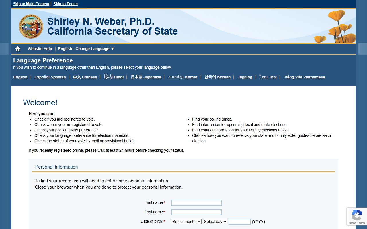 California voter registration lookup for phone directory research